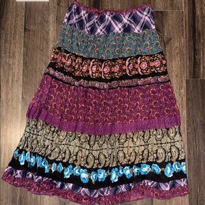 NWT Dress Barn Boho Patchwork Maxi Skirt Size 14/16 Colorful Tiered Festival